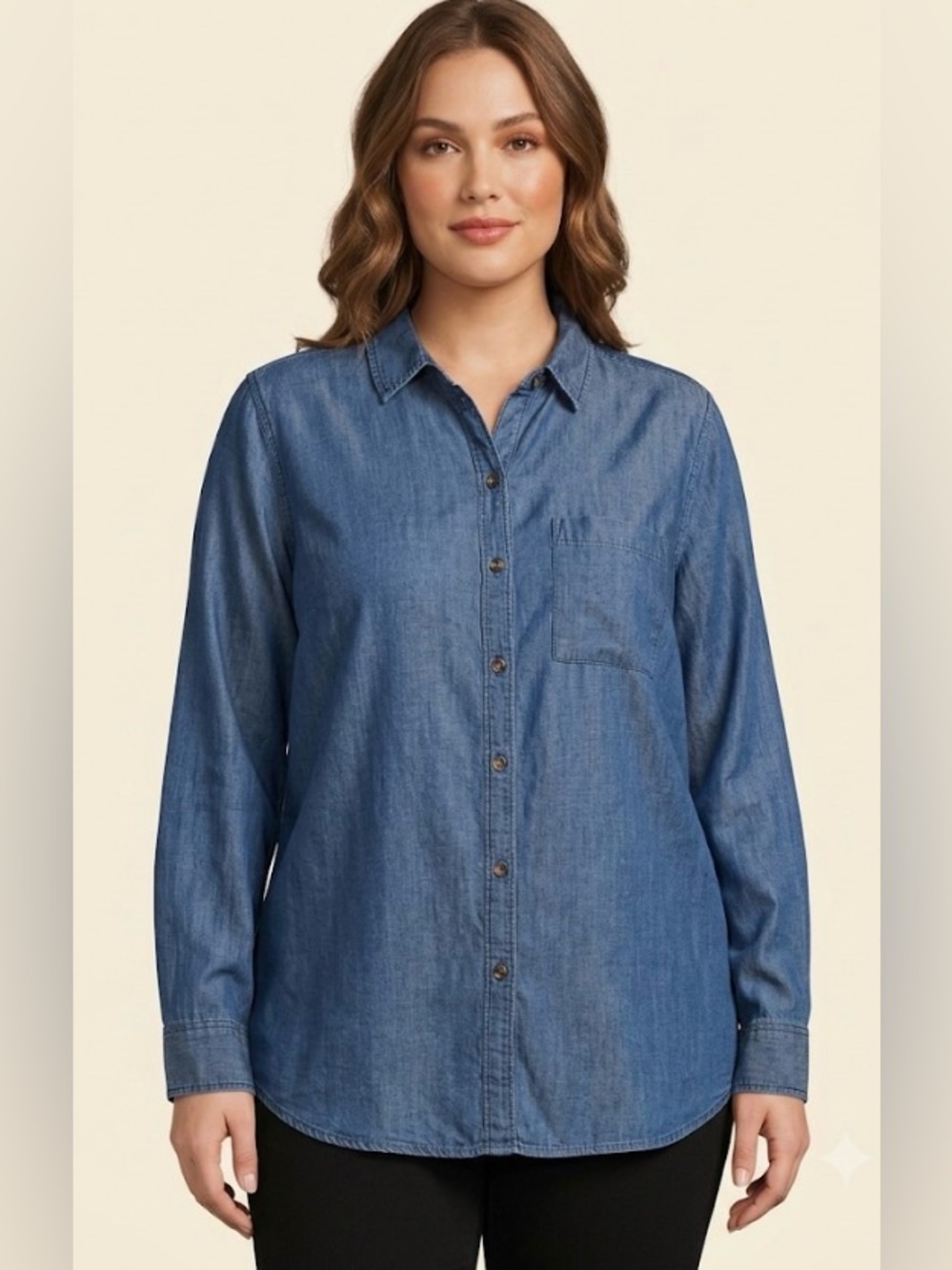 Liz Claiborne women’s size large chambray long sleeve button down